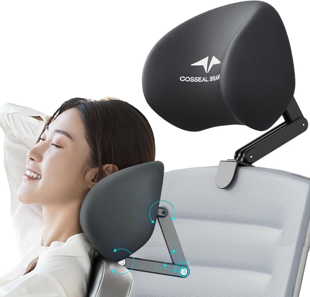 Memory Foam Headrest Attachment for Office Chair, Attachable Chair Head Rest, Desk Chair Neck Support, Elastic Sponge Head Pillow Adjustable Height and Angle (Plush)