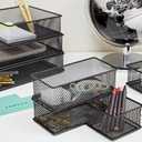 2 x Annova Mesh Stackable Drawer Cabinet and Shelf Organizer Bins Storage Basket School Office Supply Holder Tray- Set of 2 (Black, 3x3x2 Inch)