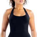 Impact Halter Top Sports Yoga Tanks Women Workout Fitness Gym Outdoor Running Tank Tops (Medium, Black)