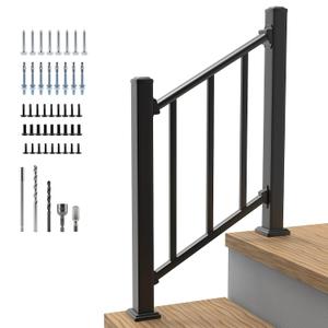 Akenow Modular Stair Railing Kit, 36 in x 2 ft, 2 Post, 1 Panel