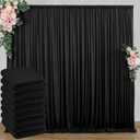 40 ft x 10 ft Wrinkle Free Black Backdrop Curtain for Parties, 8 Panels 10ft Polyester Black Photo Backdrop Drapes for Graduation Birthday Wedding Party Stage Curtains, Thick Bulk Background Curtains