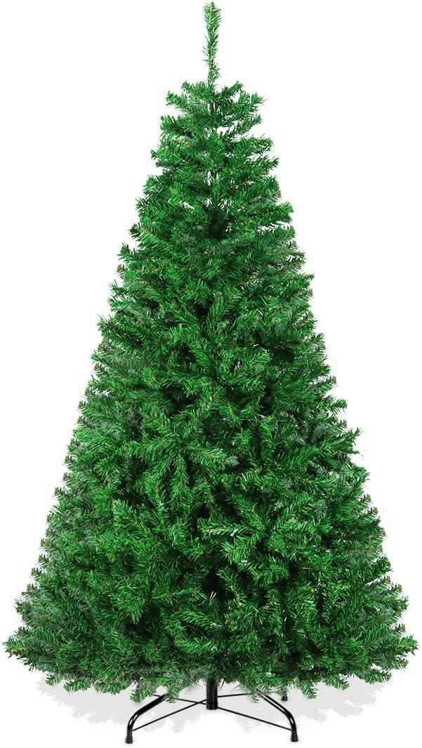 Christmas Tree, 6 FT Artificial Christmas Tree, Xmas Pine Tree with Solid Foldable Metal Stand Perfect for Indoor and Outdoor Holiday Decoration, Green (1in)