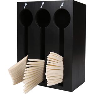 UCUDI Plastic Utensil Dispenser Cutlery Organizer Plastic Silverware Holder Caddy for Restaurant, Party, Picnics, Office (Black)