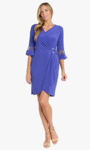 R&M Richards Women's Vibrant Glam Wrap Dress, Violet, Size 18