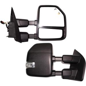 AERDM New towing mirror Power Heated Compatible with Ford Super Duty F-250 F-350 F-450 F-550 2017 2018 2019 Pickup Truck Replacement Extendable Towing with Turn Signal, Clearance and Auxiliary Lamp (Black)