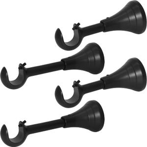 3/4 inch Heavy Duty Curtain Rod Brackets, Adjustable 4 - 5 in Extension Rod Holder for 5/8 to 3/4 inch Rods, Brackets for Curtain Rods, Wall Mount (Black - Set of 4)
