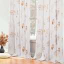 XTMYI Burnt Orange Curains 2 Panels for Living Room Decor,Colorful Floral Pattern 80% Blackout Curtains for Bedroom,52x84 Inches Long,Rust Colored Brown and White