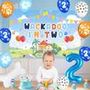 2nd Birthday Party Decorations for Boys Girl, Blue Dog Theme with Happy Birthday Banner, Foil Balloons, Cake Toppers,Tablecloth