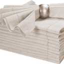 Homidate Linen Flax Cotton Cloth Dinner Napkins Set of 12  20x20 Natural Hemstitched Fabric  Machine Washable Elegant Reusable Table Napkins for Weddings, Parties & Dining Dcor