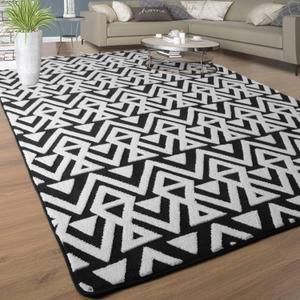 Ompaa Ultra Soft Geometric Bedroom Rugs Memory Foam Carpet, Black 4 x 6 Feet, Cozy Area Rugs for Living Room Couch Dorm Bedside Kids Girls Teens Room Nursery Decor Floor Mat