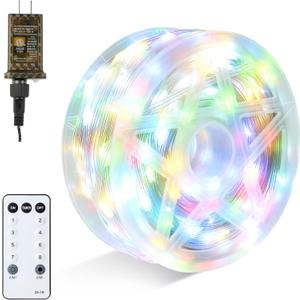Joiedomi 600 LED Christmas Lights Outdoor,197 FT Multicolor Christmas Tree Lights with 8 Modes Timer, PVC Clear Wire String Lights with Reel for Indoor Outdoor Holiday Xmas Eve Night Decorations