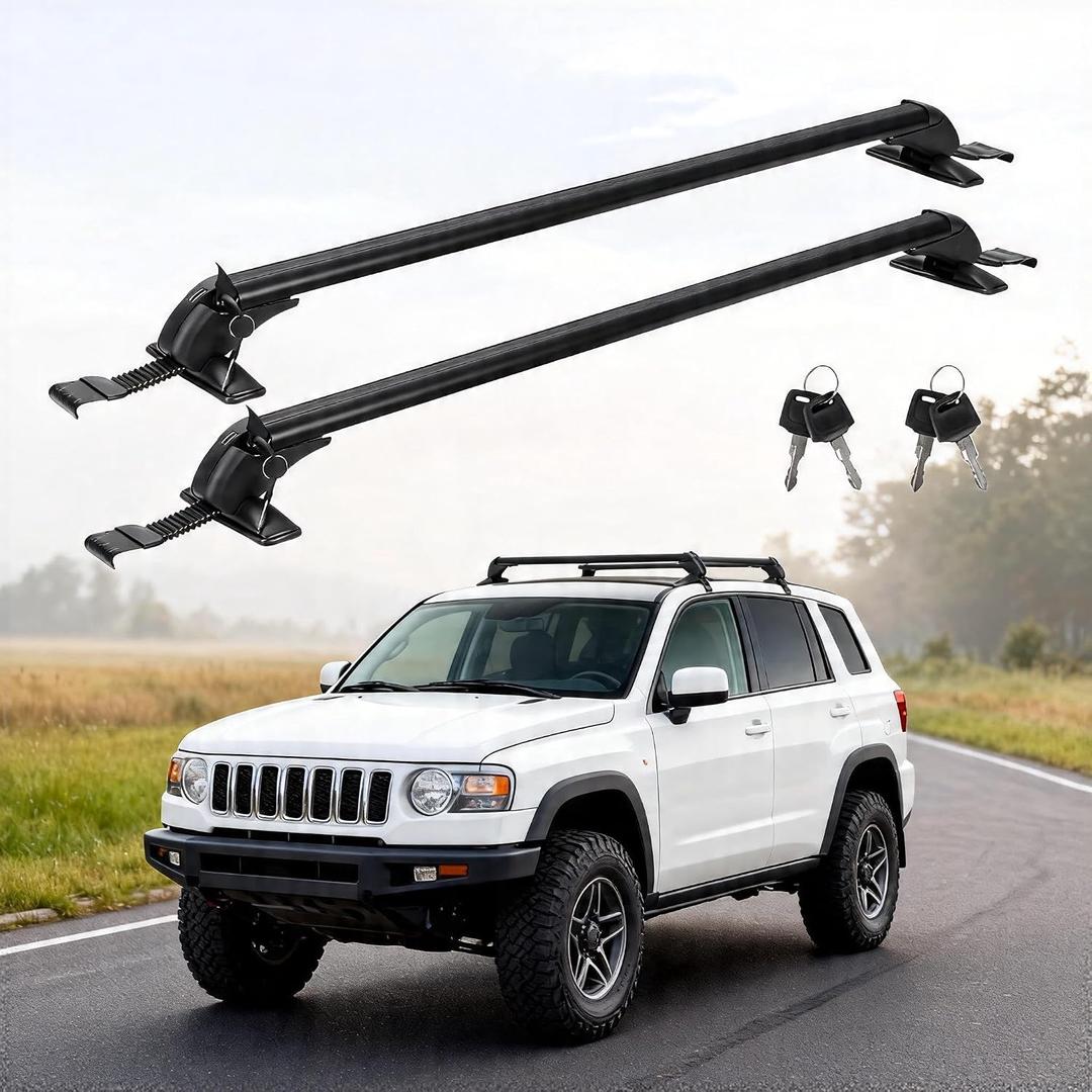 43" Universal Car Roof Rack, Adjustable Aluminum Roof Rack Cross Bars with Anti-Theft Lock for Most Vehicle Without Roof Side Rail, 165LBS Loading Capacity