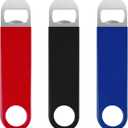 3 Pack Bottle Openers,Beer Bottle Openers, Speed Openers, Stainless Steel Flat Bottle Opener with Exquisite Packaging, for Kitchen, Bar or Restaurant 7 inches Red, Black, Blue