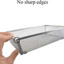 HAHIYO Stackable Mesh Tray Cup 9 x 6 x 2 inches Sturdy Container for Desk Drawer Organizer Collection for Home Office School kitchen Soft Foam Feet No Sharp Edges 1 Pack Silver