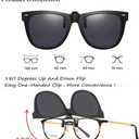 Clip-on Sunglasses Polarized Extra Large Unisex Anti-Glare Driving Glasses With Flip Up for Prescription Glasses (Black)