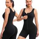 Junlan Sauna Suit Women - Full Body Sleeveless Sauna Jumpsuit with Zipper Waist Trainer, Large, Black