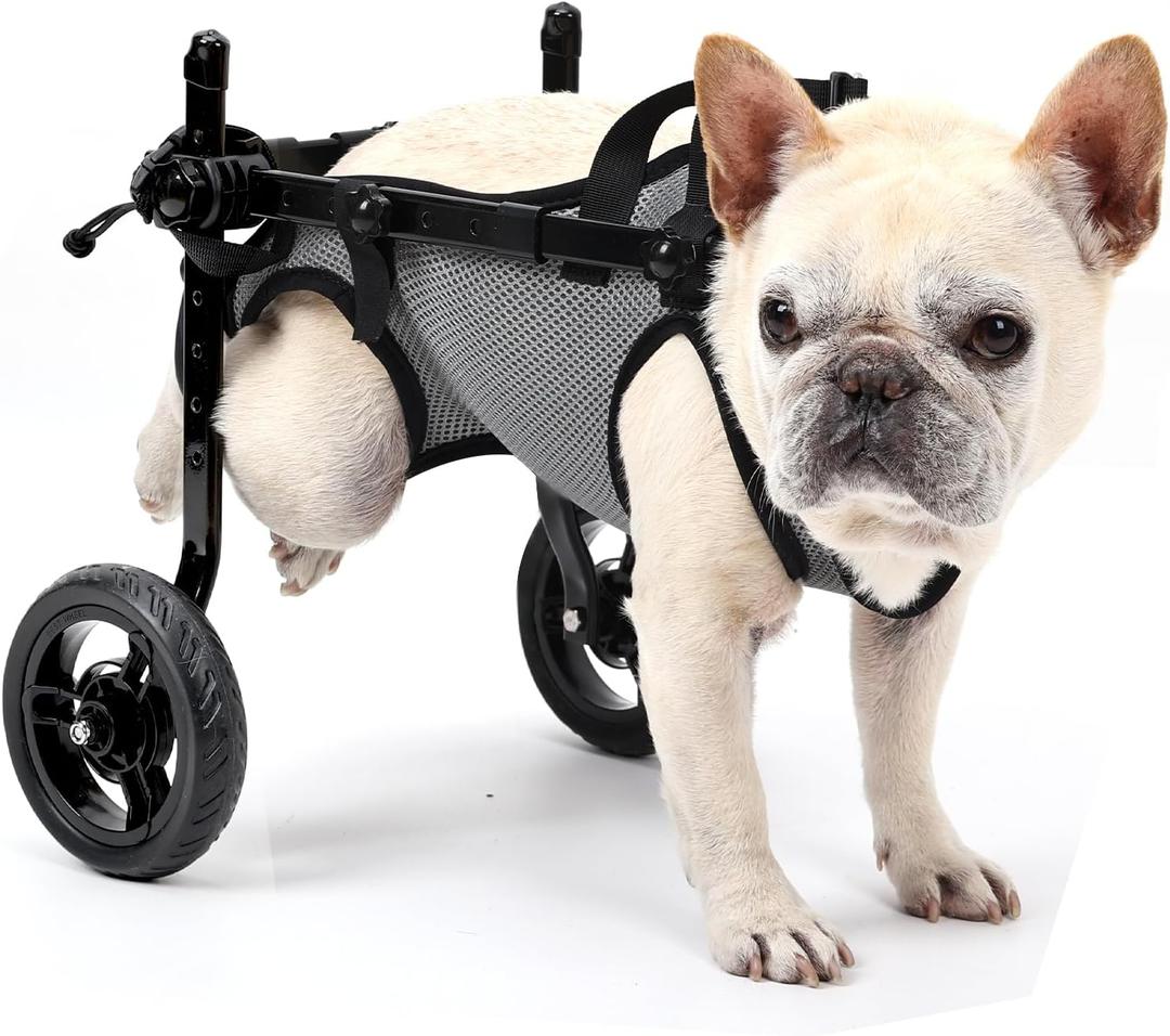 Dog Wheelchair for Back Legs, Light Weight Dog&Cat&Pets Wheelchair Cart with Disabled Hind Legs Walking, Adjustable Doggy Wheelchair Cart with Wheels for Back Legs (Small, Gray)