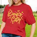Game Day Shirt Women: Team Fan T-Shirt Cute Football Heart Graphic Tees Casual Season Short Sleeve Tops (Red, L)