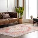 nuLOOM 8' x 10' Machine Washable Stain-Resistant Area Rug with Non Slip Backing, Low Profile for Living Room, Bedroom, and Dining Room, Dania Rust