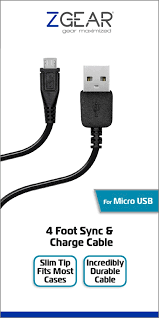 Zgear 4 Foot Sync & Charge Cable For Micro Usb