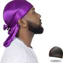ForceWave Silky Durag for Men Wave Cap Satin Dorag for Men Women 360 Wave (Purple)