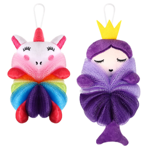 2pcs Cartoon Bath Balls for Kids Kid-Friendly Shower Loofah Sponge Fun Mermaid Design for Toddler Bathing