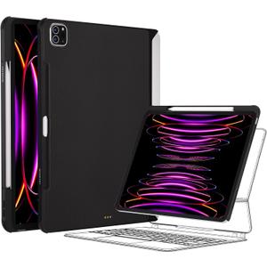 MAGEASY CitiCover for iPad Pro 12.9" Case with Pencil Holder - Compatible with Magic Keyboard & Smart Keyboard Folio, Premium Vegan Leather, Fit 2021-2022 iPad Pro 12.9" 5th Gen & 6th Gen, Leather Black 