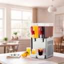 Dual 10L Refrigerated Beverage Dispenser with Mixer & Infuser | Stainless Steel Drink System w/Thermostat Control + Ice Storage​​