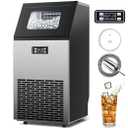Kismile Commercial Ice Machine, 100Lbs/24H, 45 Cubes/Batch in 11-20 Mins, Stainless Steel Freestanding with Dual Self-Cleaning & 2 Water Inlet Modes for Restaurant/Bar/Home/Office Offices