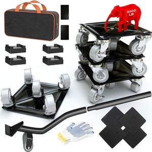 Newly Upgrade Furniture Dolly - Furniture Movers with 5 Wheels, 360 Rotatable and Lockable, Heavy Duty Furniture Lift Mover Tool Set for Moving Heavy Furniture and Appliances,Maximum Load 3000LBS (Gray)