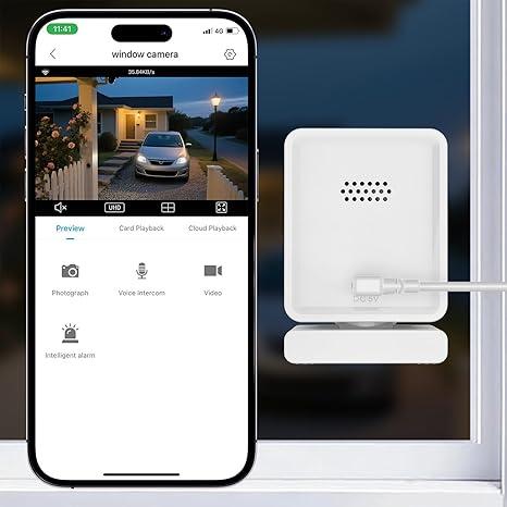 AishangTaoGou Window Camera, 3MP 2K Indoor Cameras for Home Security with Mounting Sticker,AI Color Night Vision, Person & Motion Detection,Support 2.4GHz & 5GHz WiFi