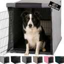 GORILLA GRIP Dog Crate Covers Compatible with Amazon Basics Dog Crates, All Sides Open, Privacy Cover Fits 36" Wire Kennel, Breathable Mesh Windows, Light Reducing Puppy Training Cage Topper, Gray (36" x 23" x 25")