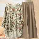 Womens Sets 2 Piece Short Sleeve Lounge Set Printed Loose Pants Sets Set - 3XL