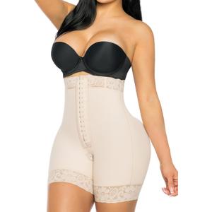 YIANNA Tummy Control Shapewear for Women Strapless Fajas Colombianas Body Shaper Shorts Butt Lifter with Zipper Crotch (Medium, Beige)