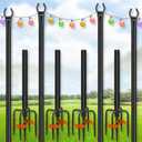 FEED GARDEN String Light Poles for Outside,10FT Metal Poles for Outdoor String Lights, Stand Poles for Deck, Garden, Patio, Wedding, Backyard, Christmas Party 4 Pack