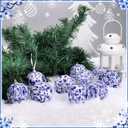 12 Pcs Chinoiserie Blue and White Balls Ornaments for Centerpiece Bowls Farmhouse Basket Tray Vases Decoration Gifts for Easter Basket Fillers Table Setting Spring Party, 2.75inch