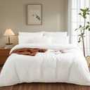 NEXHOME PRO Cotton Duvet Cover Twin Size Linen Look White Organic Natural 100% Washed Cotton Duvet Cover Set 2 Pieces Bedding Set with Zipper Closure and Corner Ties, Breathable(No Comforter)
