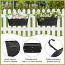 Dahey 4 Pcs Metal Hanging Flower Pots for Railing Fence Outdoor Planter 15.7 Inch Hanging Bucket Pots Countryside Window Flower Plant Holder with Detachable Hooks for Garden Yard Home Decor,Black