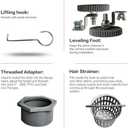 Neodrain 24-Inch Linear Shower Drain with Quadrato Pattern Grate,Brushed 304 Stainless Steel Rectangle Shower Floor Drain,Linear Drain with Leveling Feet,Hair Strainer