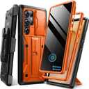 TONGATE for Samsung Galaxy S25 Ultra Case, [with Privacy Screen Protector & Slide Camera Cover] [2 Front Frames] Full-Body Heavy Duty S25 Ultra Case with Stand & Belt Clip Holster, Orange Privacy