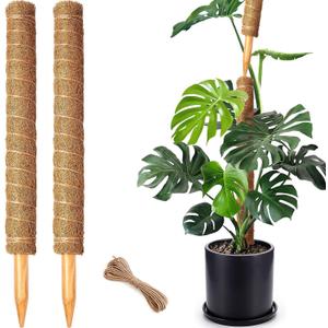 2 Pack 21 Inch Moss Poles, Stackable Moss Pole for Plants Monstera, 37 Inch Tall Moss Poles for Climbing Plants Indoor, Coir Totem Plant Support Stakes Stand for Potted Plants, Pothos