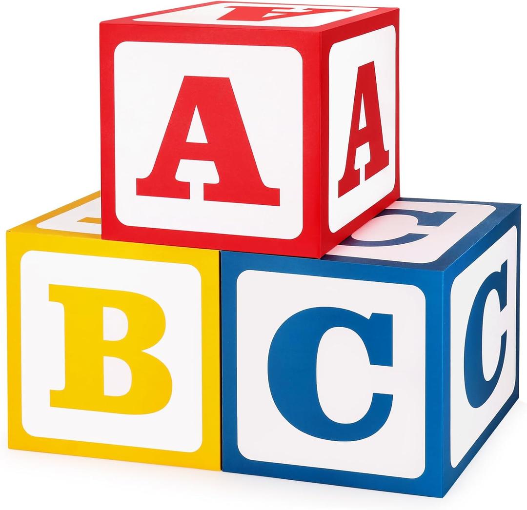 3 Pcs ABC Alphabet Balloon Boxes Friend Street Party Decorations, 11.8x11.8 Inch Back to School Decorations for Toys Inspired Stories Birthday Graduation Baby Showers Carnivals Party Favor