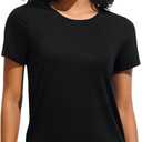 Ice Silk Short Sleeve Women's Workout Shirts Loose Fit Side Slits Athletic Tee Tops (X-Large, Black)