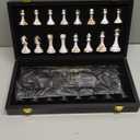 15" Large Chess Set for Adults with Weighted Acrylic Chess Pieces 3.5" King & Portable Folding Marbling Wooden Chess Board Travel Chess Sets Family Board Game Gift – Elegant Classic Chess Game
