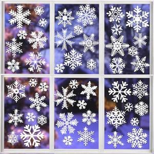 AOWDIAO Glitter Snowflake Window Clings – 9 Sheets Xmas Glass Stickers, Large Double-Sided Christmas Window Decorations for Winter Wonderland Decor
