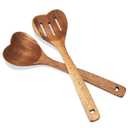 Patelai 2 Pcs Wooden Heart Spoon Set for Cooking Acacia Heart Shaped Wooden Spoonlong Handle Christmas Kitchen Utensils Gifts for Wife Grandma Moms Hostesses Cooks Housewarming Wedding Decoration
