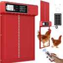 Automatic Chicken Coop Door Solar Powered with XL Large Size 10.8″x 14.2″ Red Auto Chicken Door Design with USB-C Charging & 3 Modes, Anti-Pinch & Aluminum Alloy Weather Proof