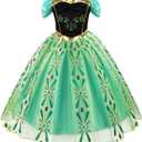 Acecharming Girls Anna Princess Dress, Cosplay Dress Up for Girls Anna Costume Dress Halloween Fancy Birthday Party Dress (4-5 Years, Green)