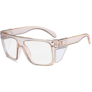 Photochromic Anti Bluelight UV400 Auto-Darkening Clear to Smoke Lens Transitional ANSI Z87.1 Safety SunglassesGlasses (Champagne)