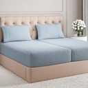 Split King Size 5 Piece Sheet Set - Comfy Breathable & Cooling Bed Sheets Set - Hotel Luxury Bedding for Women, Men, Kids, Teens, Boys & Girls - Deep Pockets & Wrinkle Free - Blue (Heathered Sheets)